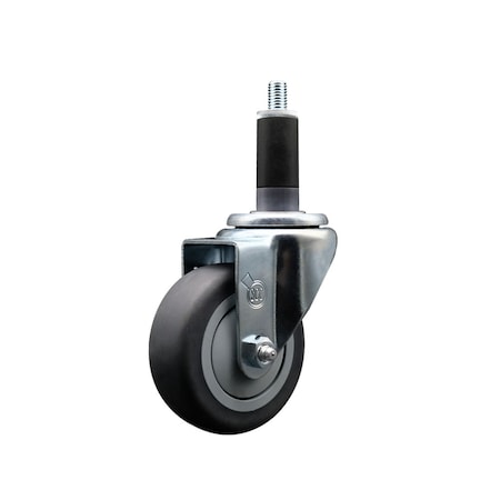 Service Caster 3.5'' SS Thermoplastic Rubber Wheel Swivel 1-1/8'' Expanding Stem Caster SCC-SSEX20S3514-TPRB-118
